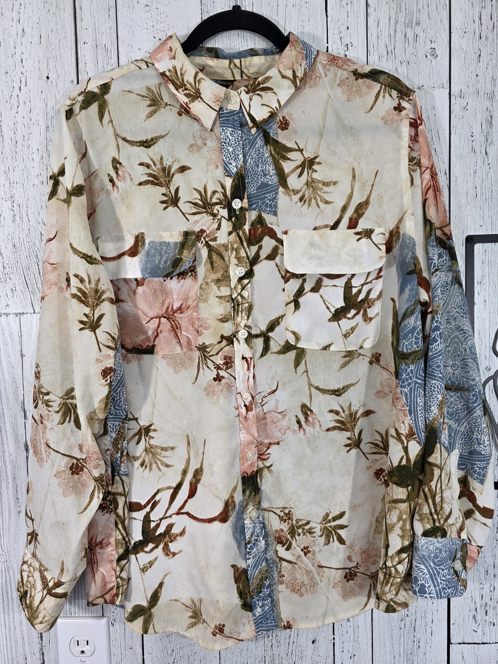 Chico’s Floral Botanical Button-Up Blouse Size 3, XL Fall Blouse Business Office